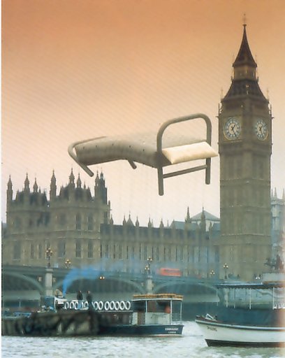Inflatable bed over Thames